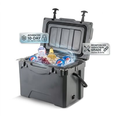 28L Rotomolded Cooler Box المحمول للخارج صندوق الثلج الصف الغذائي LLDPE التخييم الصيد البحري