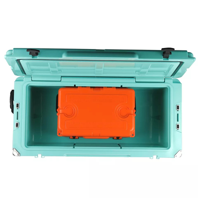 135QT ماء مبرد بعجلات صندوق الثلج البلاستيكي Rotomolded