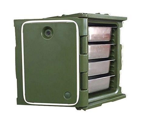 حامل أطباق طعام معزول أزرق بمقابض من النايلون