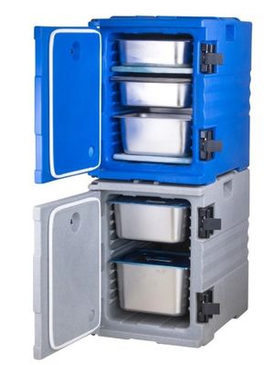 حامل أطباق طعام معزول أزرق بمقابض من النايلون