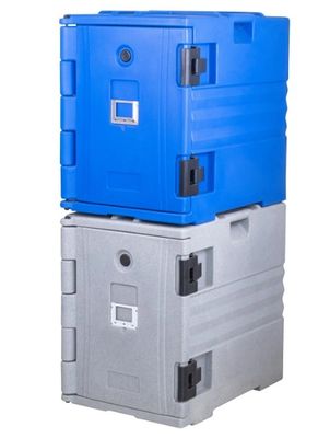 حامل أطباق طعام معزول أزرق بمقابض من النايلون