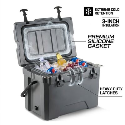 عجلات 80L rotomolded مربع التبريد الثقيل للخدمة الثلج الصدر الجليد الطويل الاحتفاظ الجليد سحب مقبض الصيد