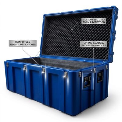 صندوق أدوات دوار مقاس 1200 مم مقاوم للماء IP65 لحفظ المعدات الطويلة من البولي إيثيلين الخطي منخفض الكثافة للاستخدام العسكري