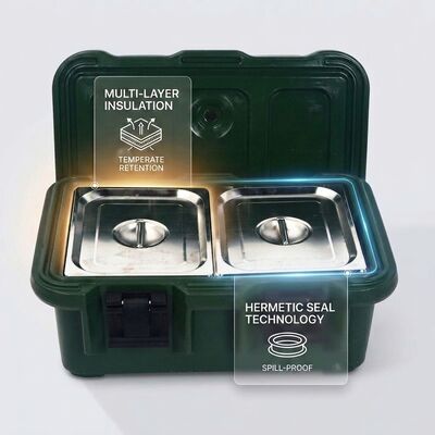Rolling Double-Wall Hot Food Container for Troop Feeding Ration Packing