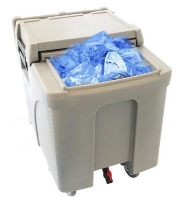 علبة ثلج تجارية LLDPE 125L للطعام على عجلات