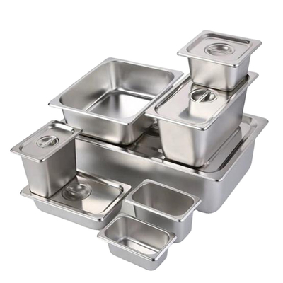 US Style GN2 / 1 GN2 / 3 SS Food Pan موصلية حرارية فائقة