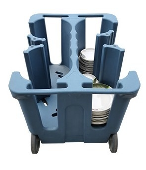 NSF Mobile Dish Caddy Cart مع مقابض مزدوجة مقسم