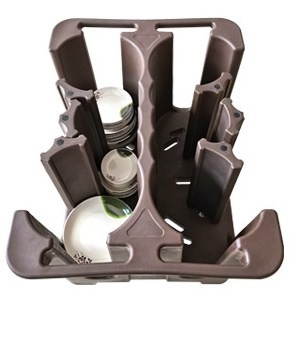 NSF Mobile Dish Caddy Cart مع مقابض مزدوجة مقسم