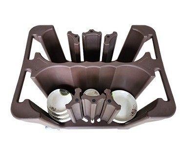 NSF Mobile Dish Caddy Cart مع مقابض مزدوجة مقسم